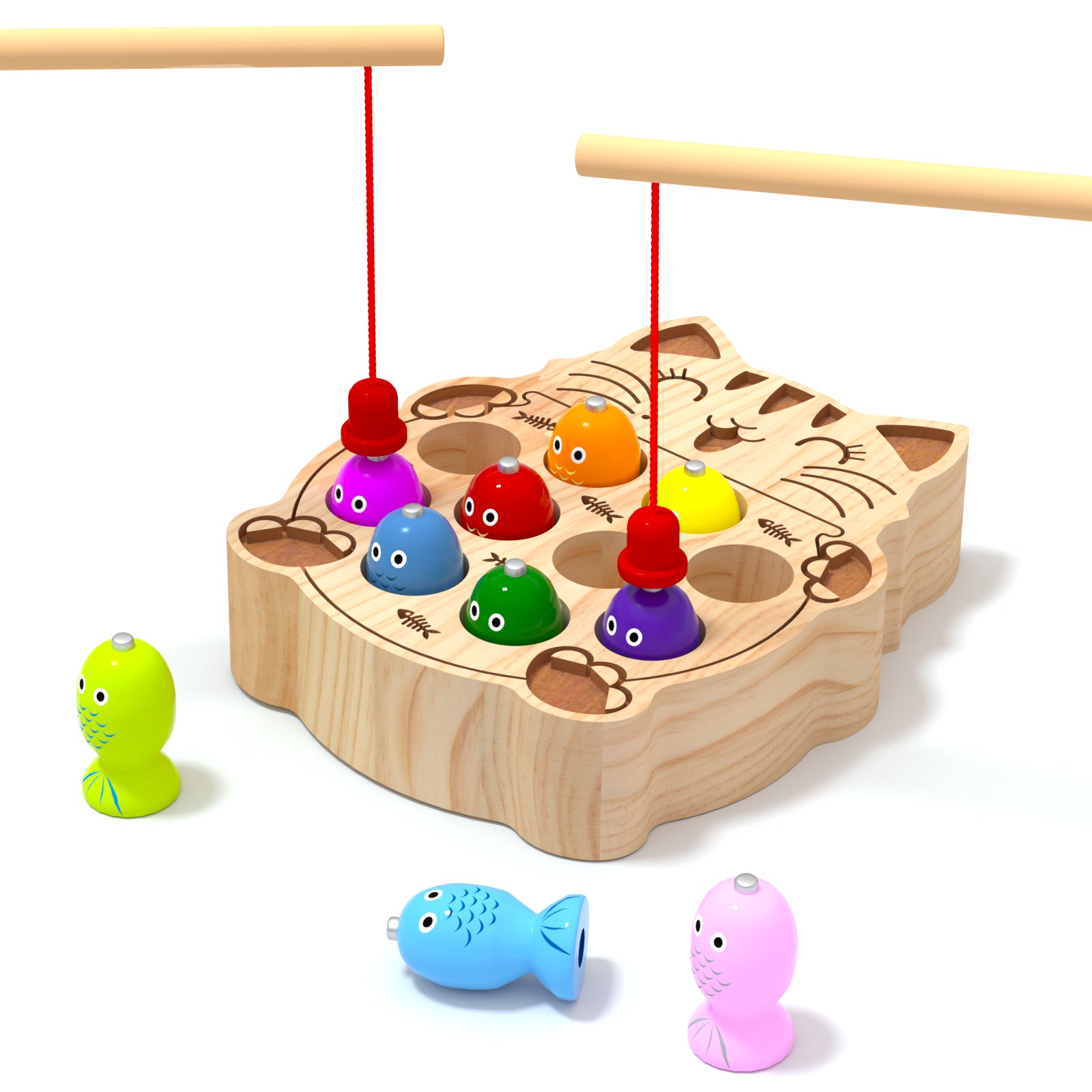 Magnetic cat fishing game toy for toddlers 1-3 years