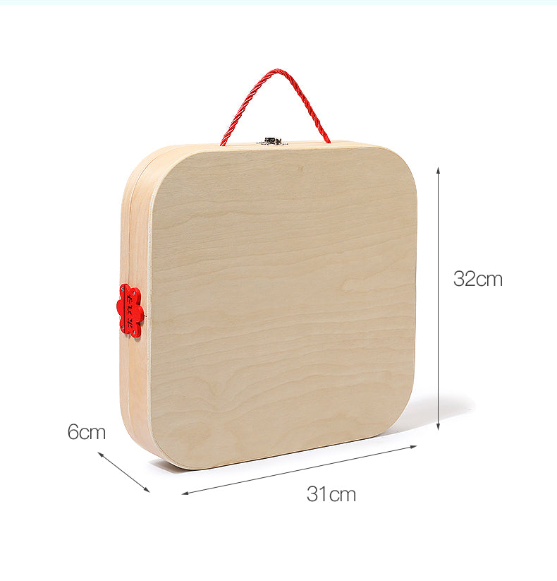 Safe natural wood toolbox toy for little builders