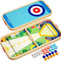 5-in-1 double-sided wooden board game set for family fun