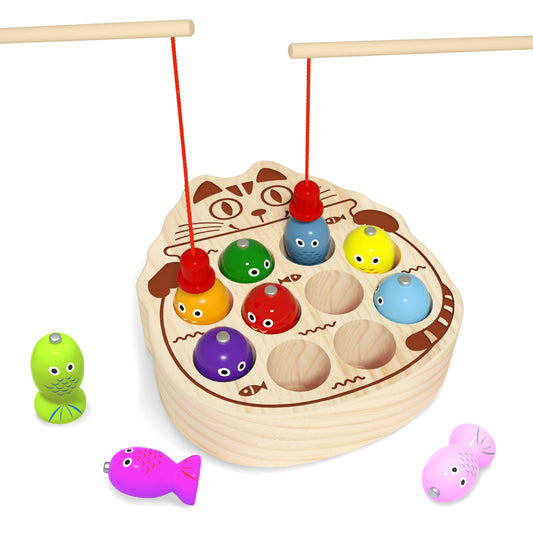 Cute cat magnetic fishing game toy for toddlers 1-3