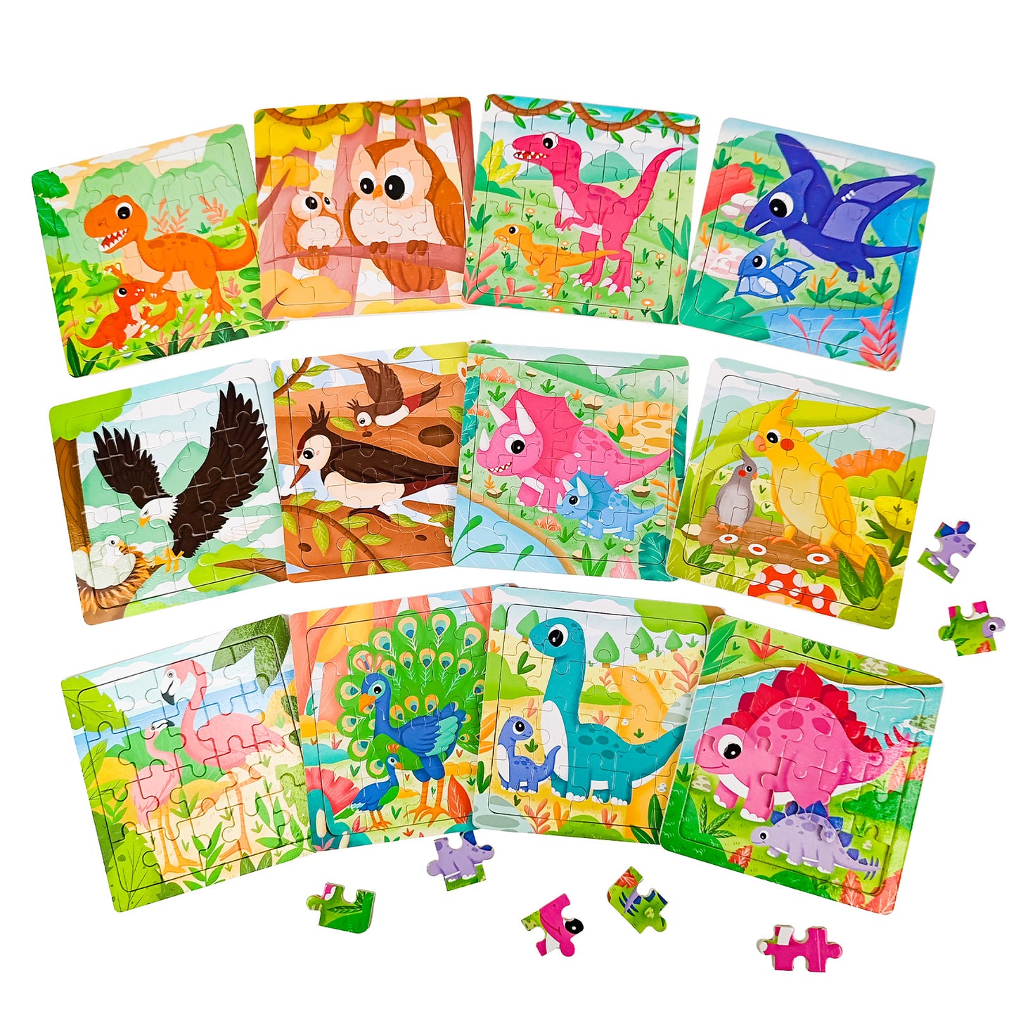 12-piece wooden animal puzzle set for toddlers
