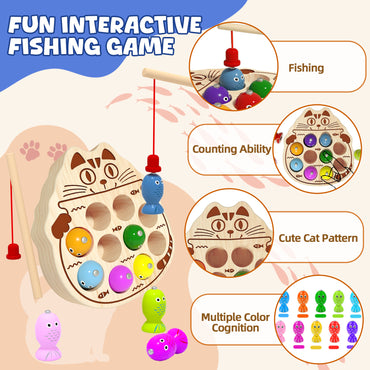 Adorable cat themed magnetic fishing playset for kids