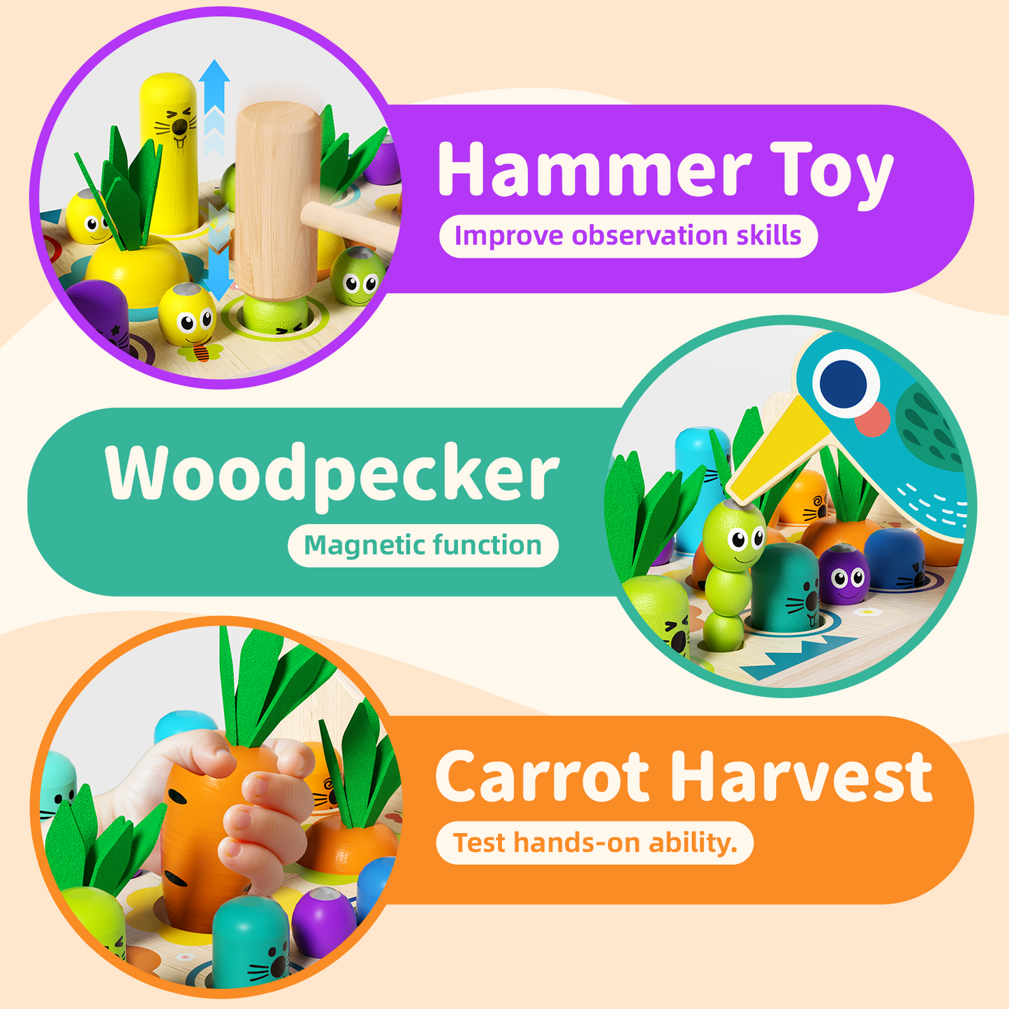 5-in-1 wooden educational playset with xylophone and clock