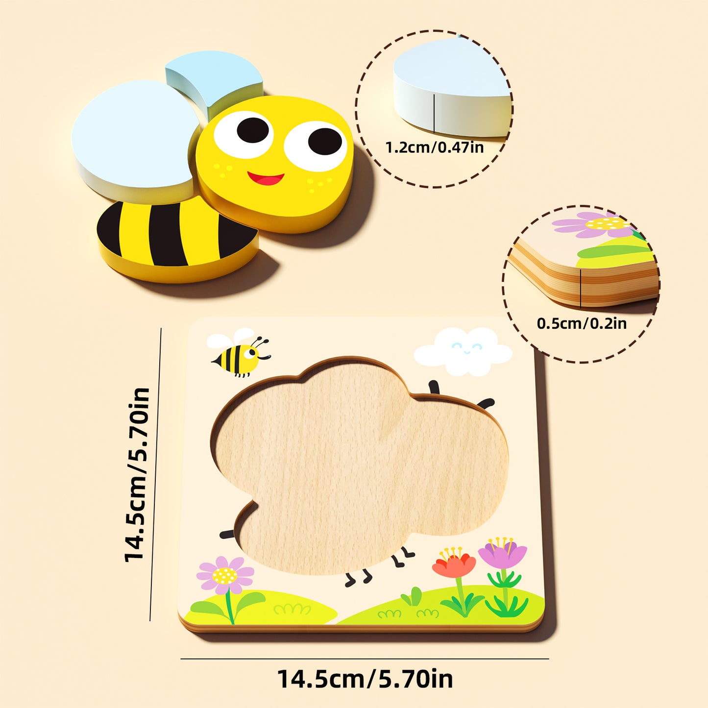 6-Pack Animal Wooden Puzzles for Toddlers