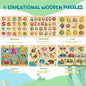 Montessori-style number alphabet animal transportation puzzles