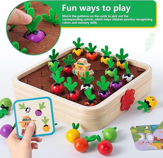 Soft plush radish matching toy for fine motor training