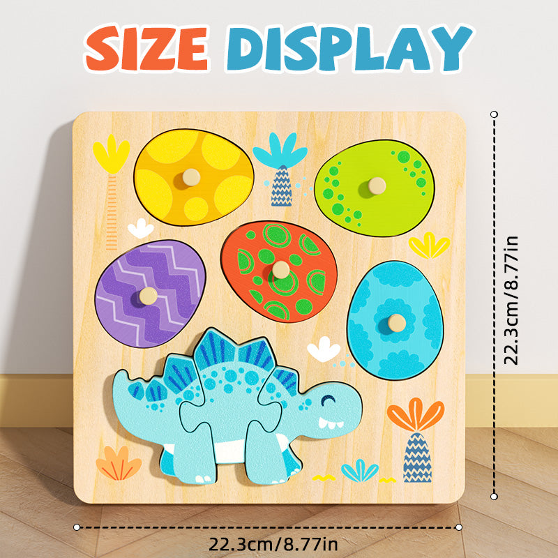 Montessori-style dinosaur shape matching wooden toy