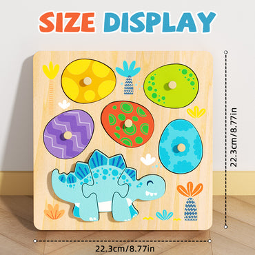 Montessori-style dinosaur shape matching wooden toy