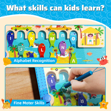 Wooden Montessori letter recognition toy for kids spelling learning