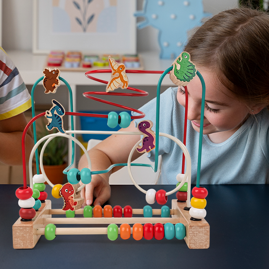 Kids fine motor skill development wooden bead maze