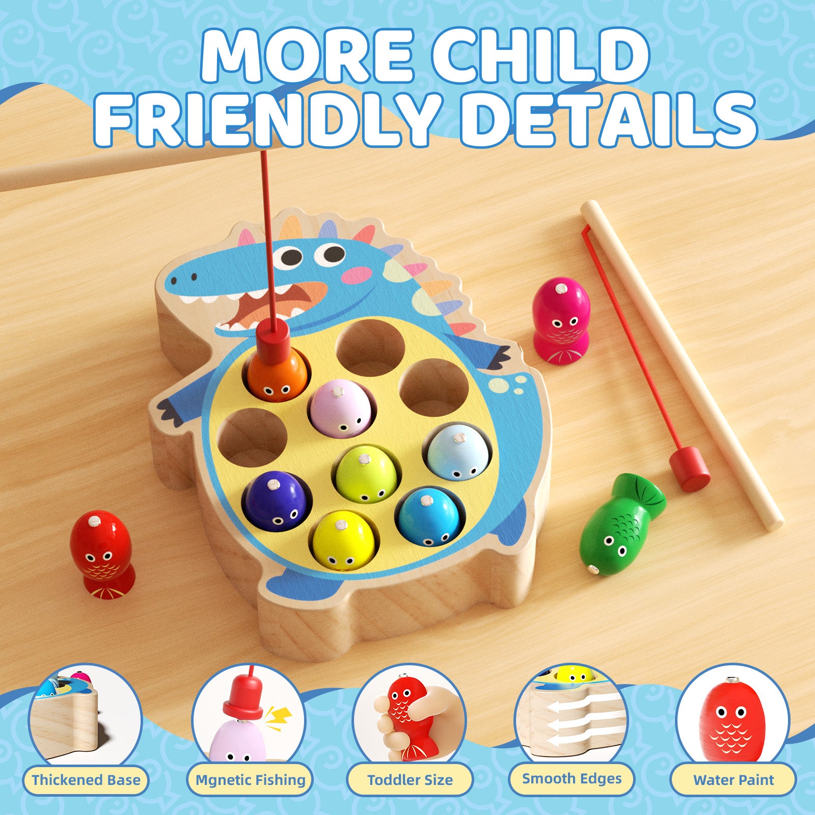 Toddler educational magnetic fishing toy Dinosaur Version
