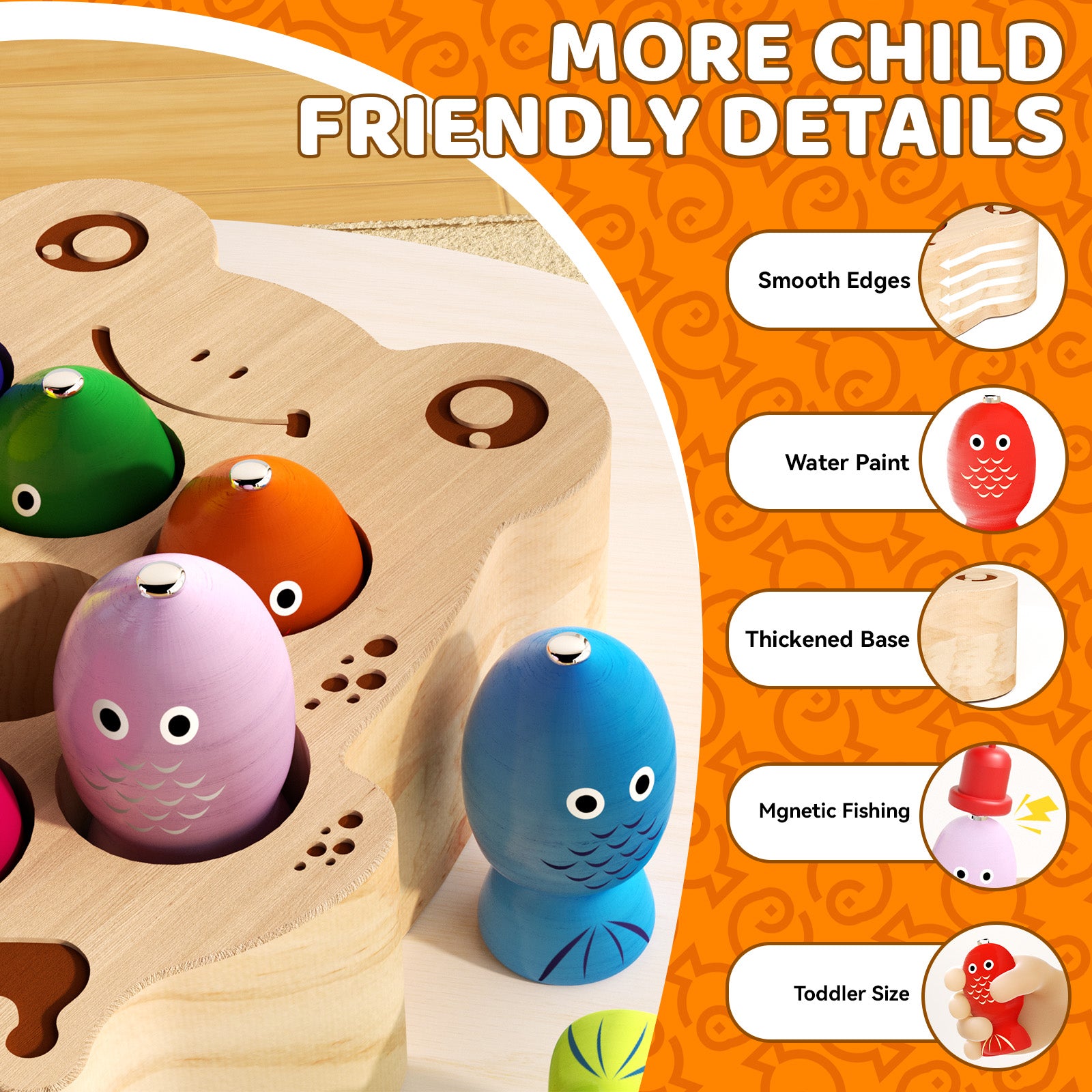 Toddler colorful fish magnetic fishing educational toy