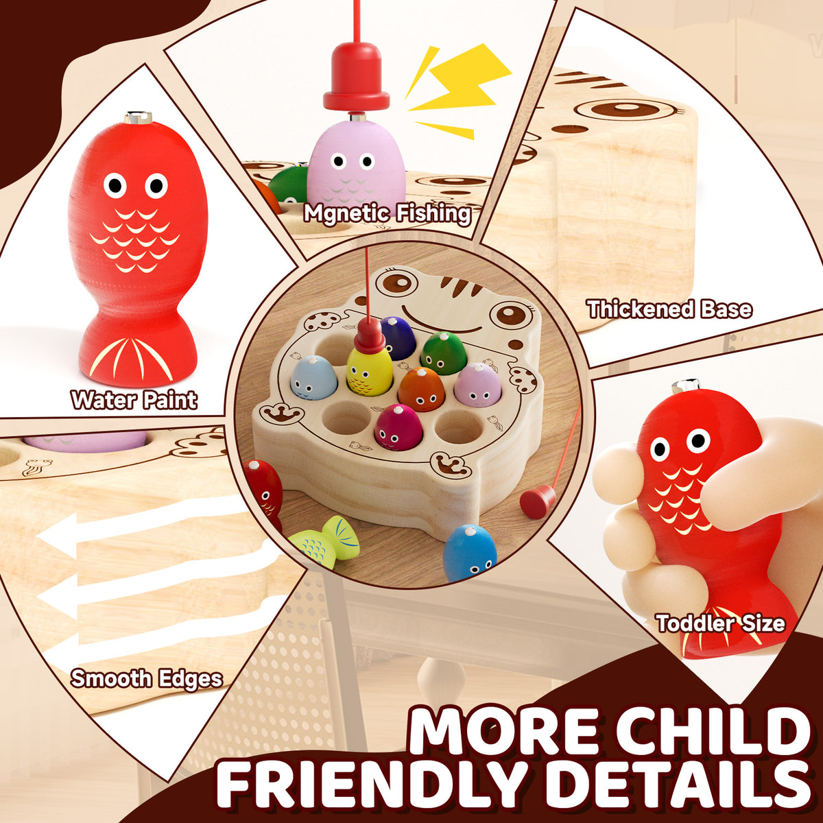 Toddler educational magnetic fishing toy Frog Version B