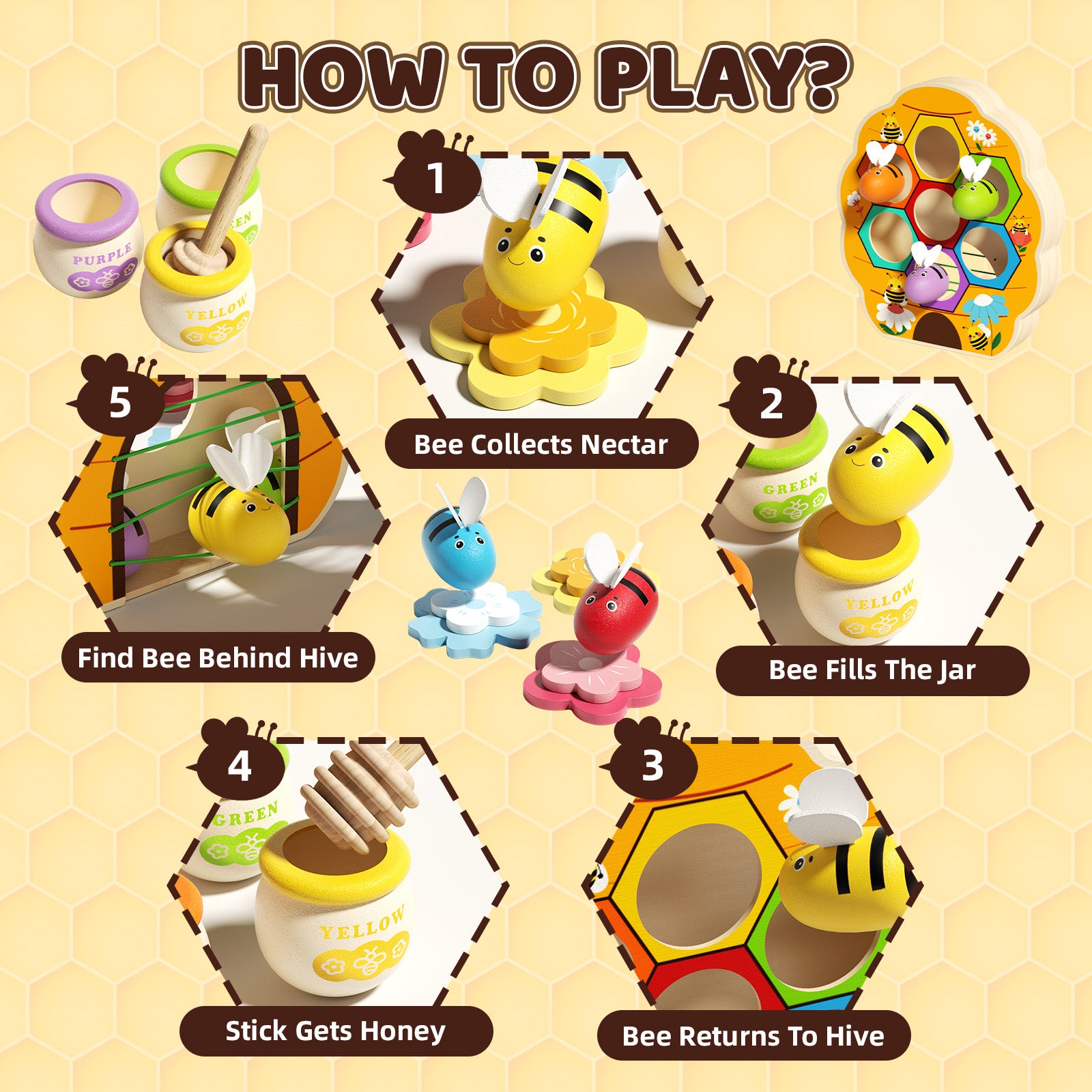 Kids fine motor practice bee tweezing and sorting toy