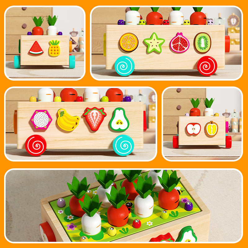 Toddler educational toy with harvesting and bug-catching games