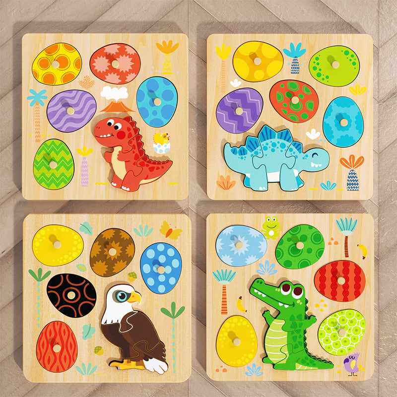 Toddler educational wooden puzzle with easy-grip pegs