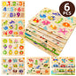 6-in-1 Educational Wooden Puzzles Set for Toddlers