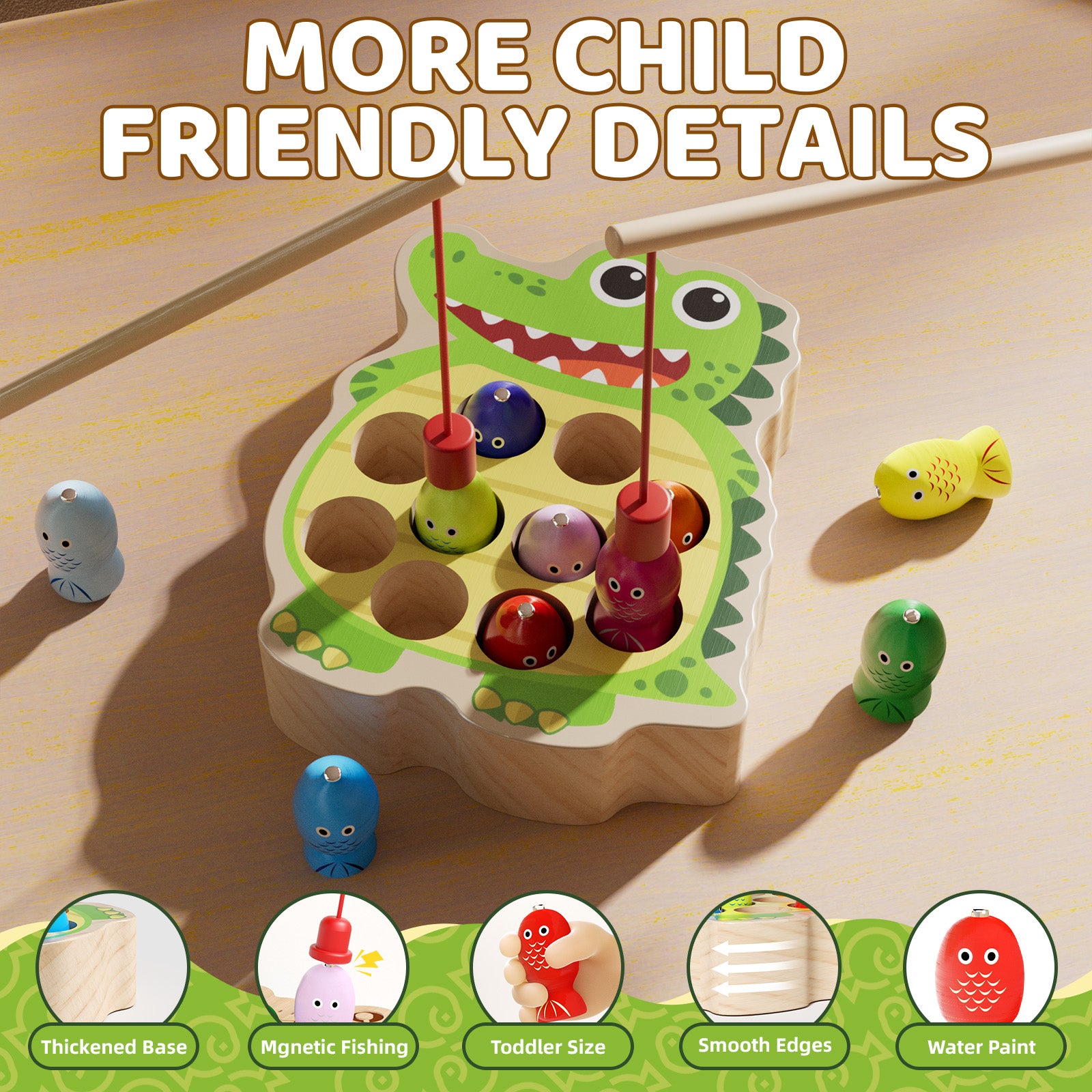 Toddler educational magnetic fishing toy Crocodile Version