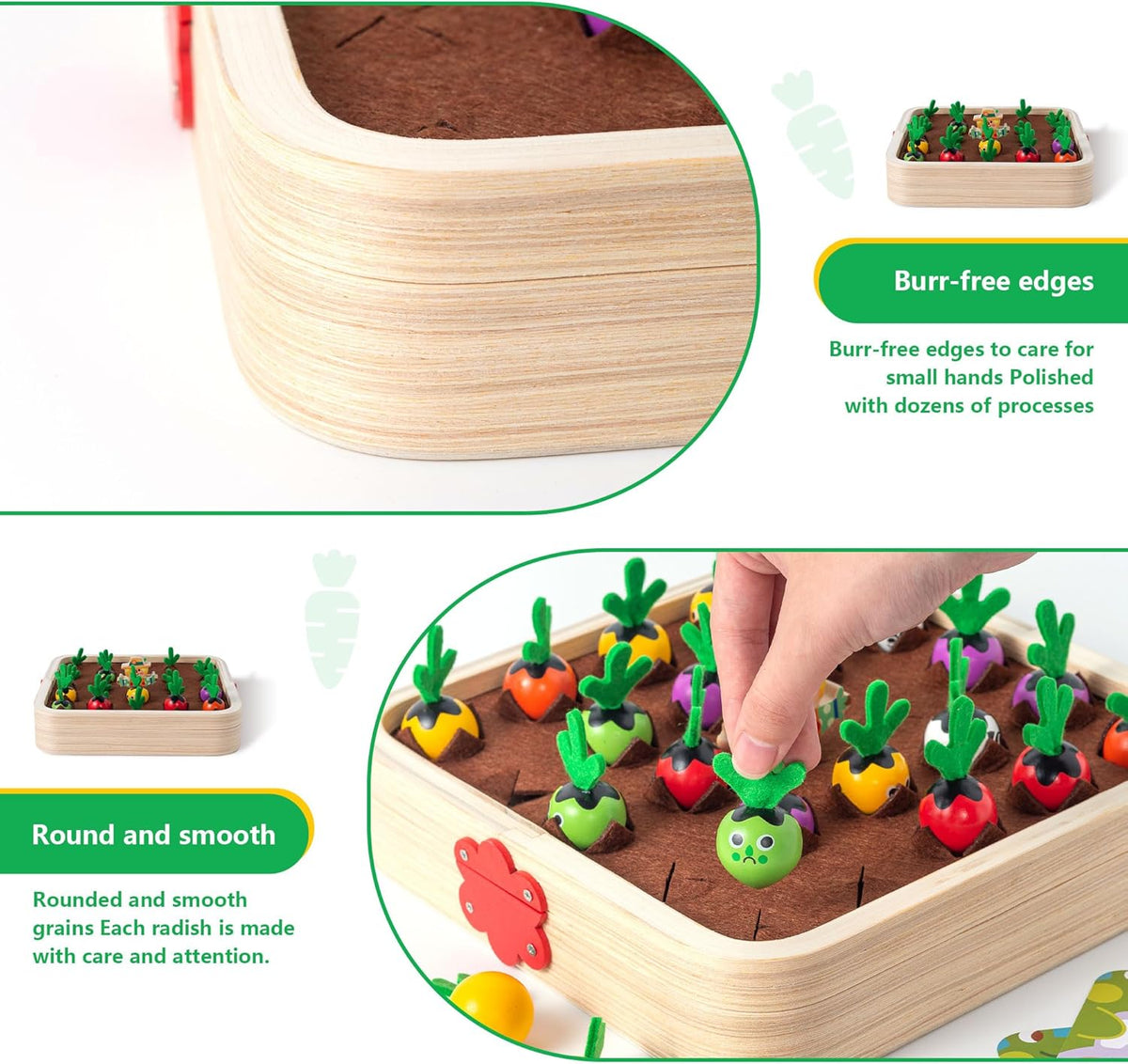 Skin-friendly fabric radish game toy for toddlers