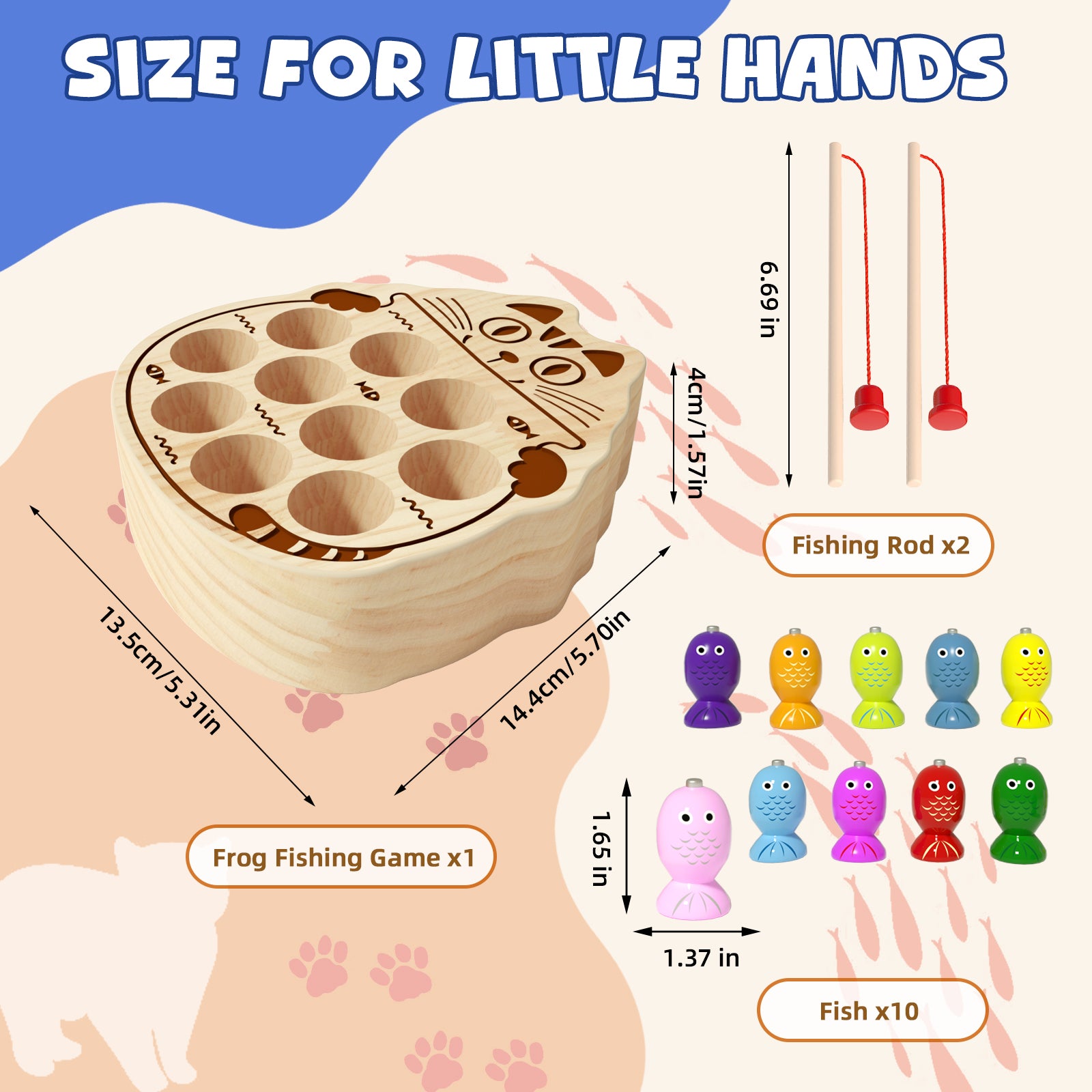 Hand eye coordination cute cat fishing play toy