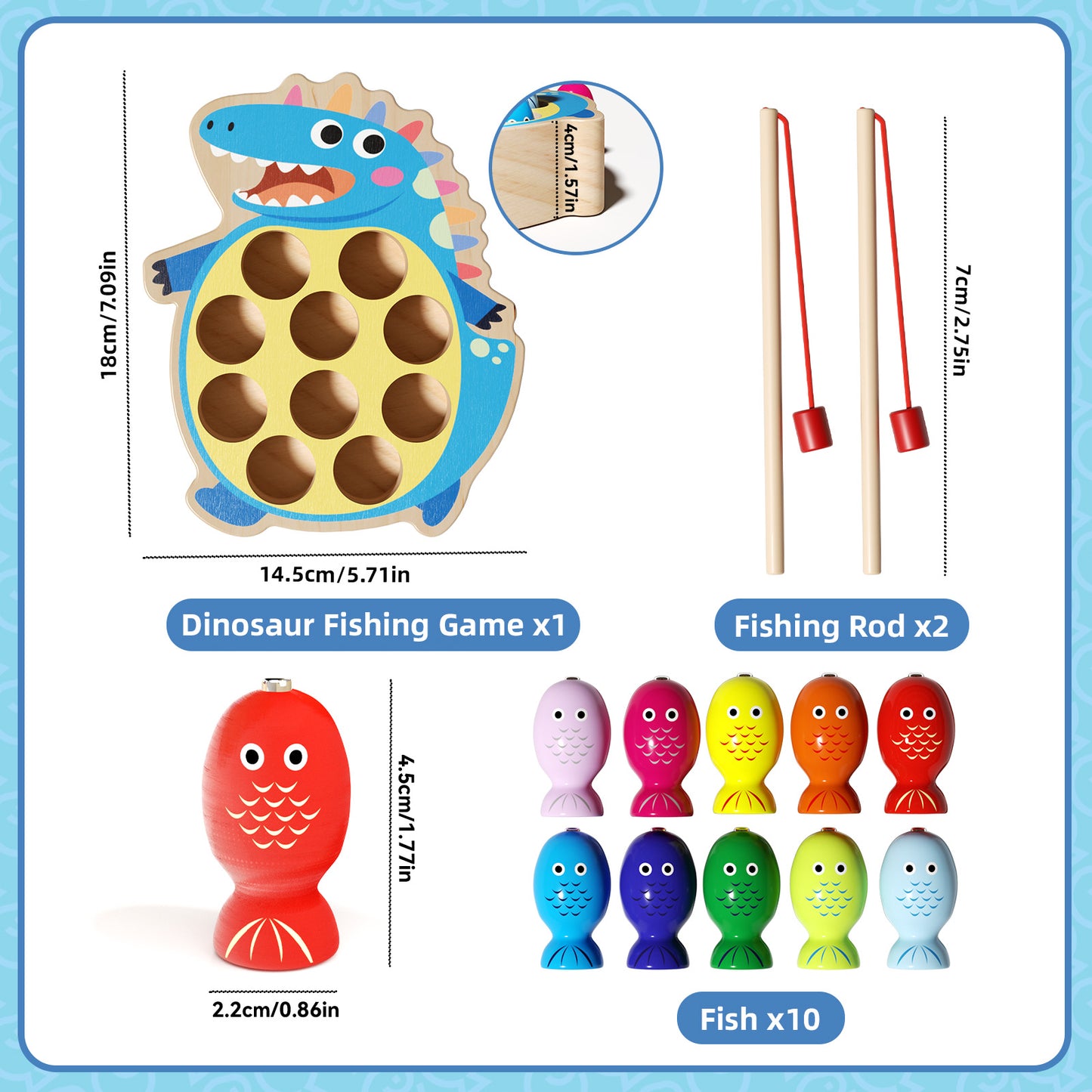 Hand eye coordination fishing play toy Dinosaur Version