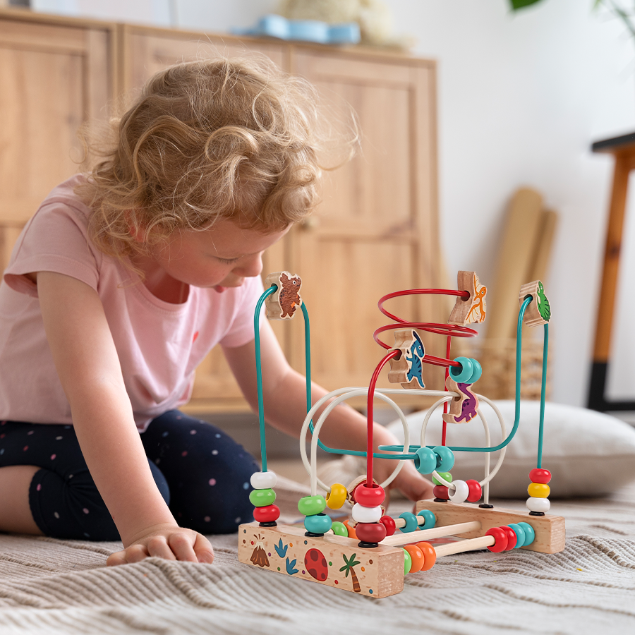 Montessori-style dinosaur bead maze educational playset