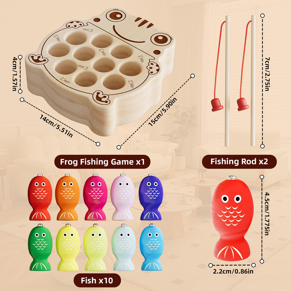 Hand eye coordination fishing play toy Frog Version B