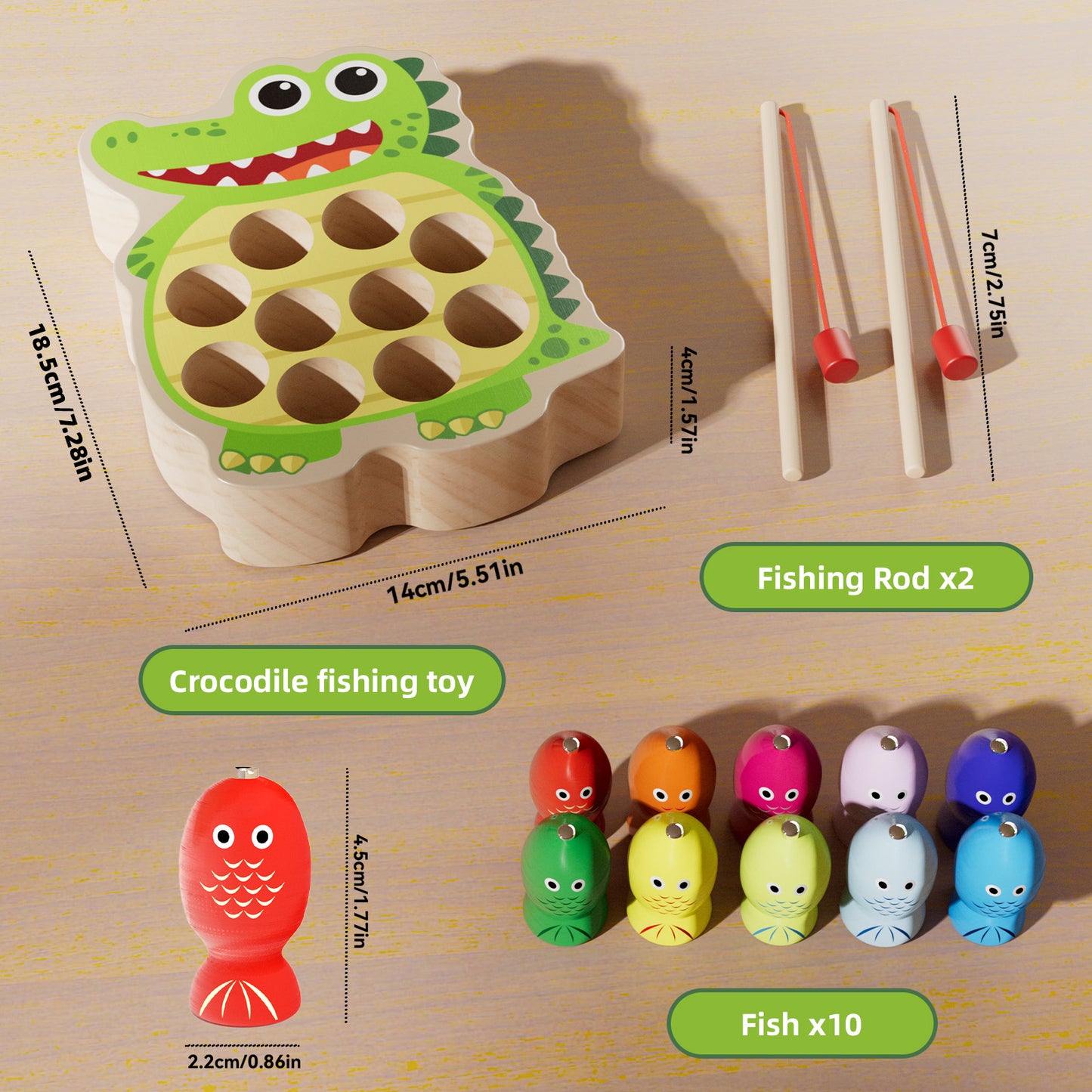 Hand eye coordination fishing play toy Crocodile Version