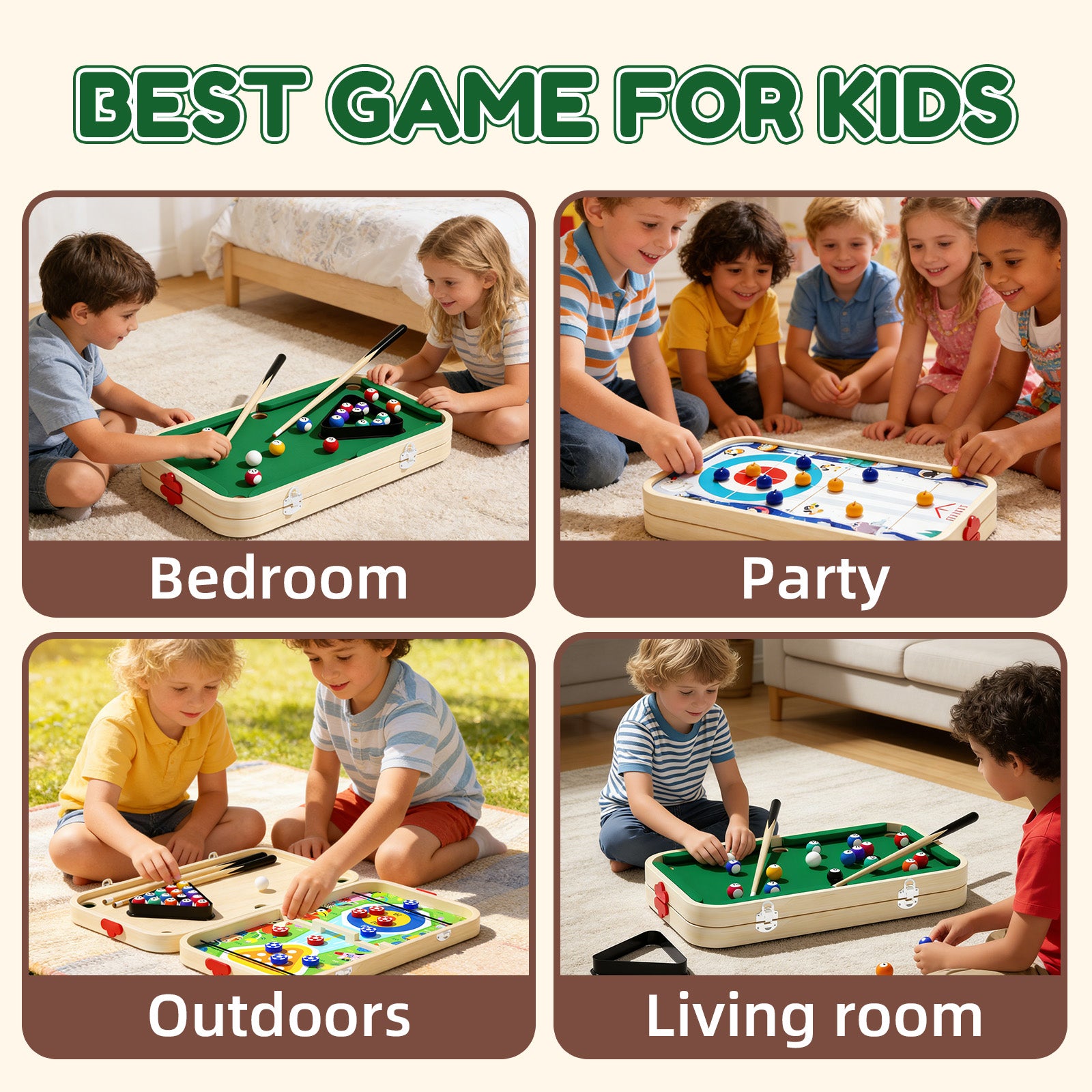 Educational wooden game set for hand-eye coordination training