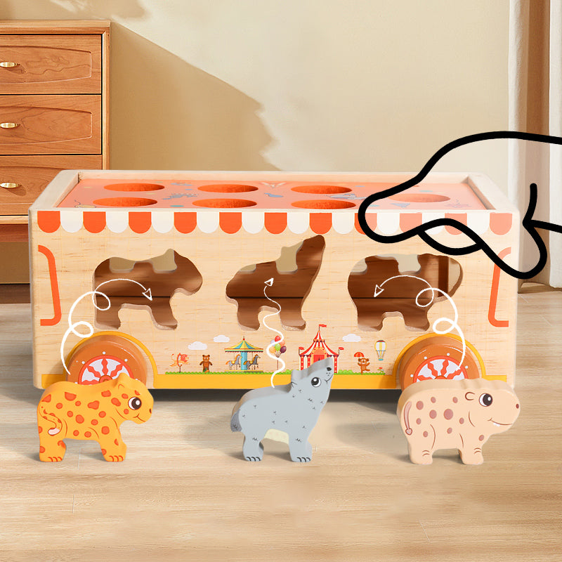 Colorful animal shape matching wooden activity truck