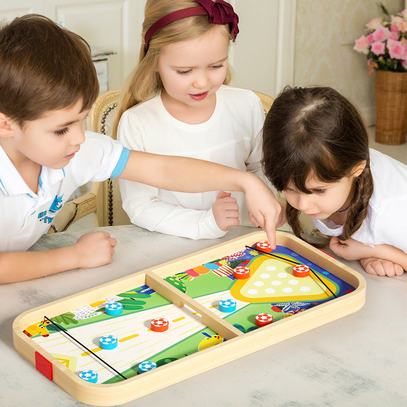 Brightly colored double-sided family entertainment board games