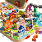 57-piece portable wooden city track building blocks playset