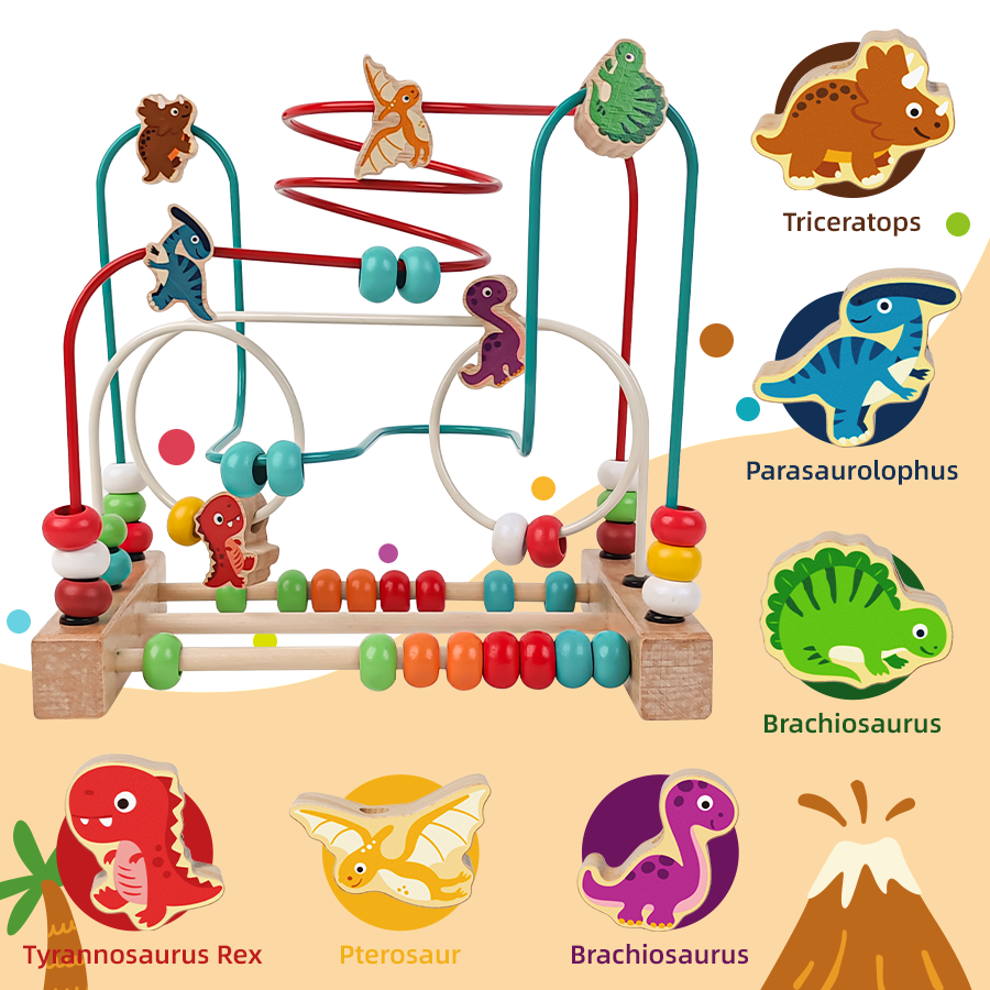 Toddler interactive wooden bead maze for counting practice