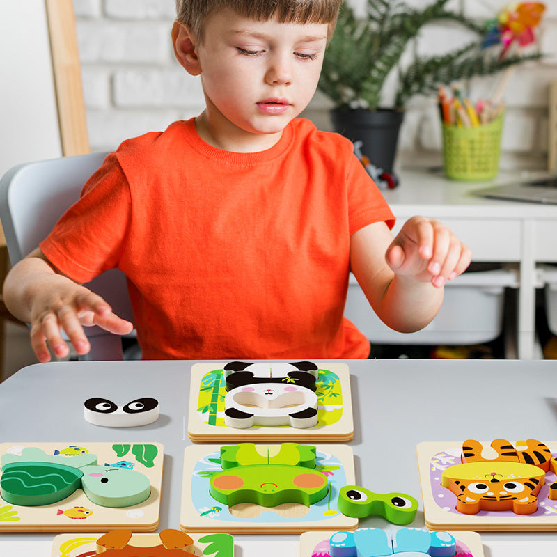 Educational wooden animal puzzles for boys and girls