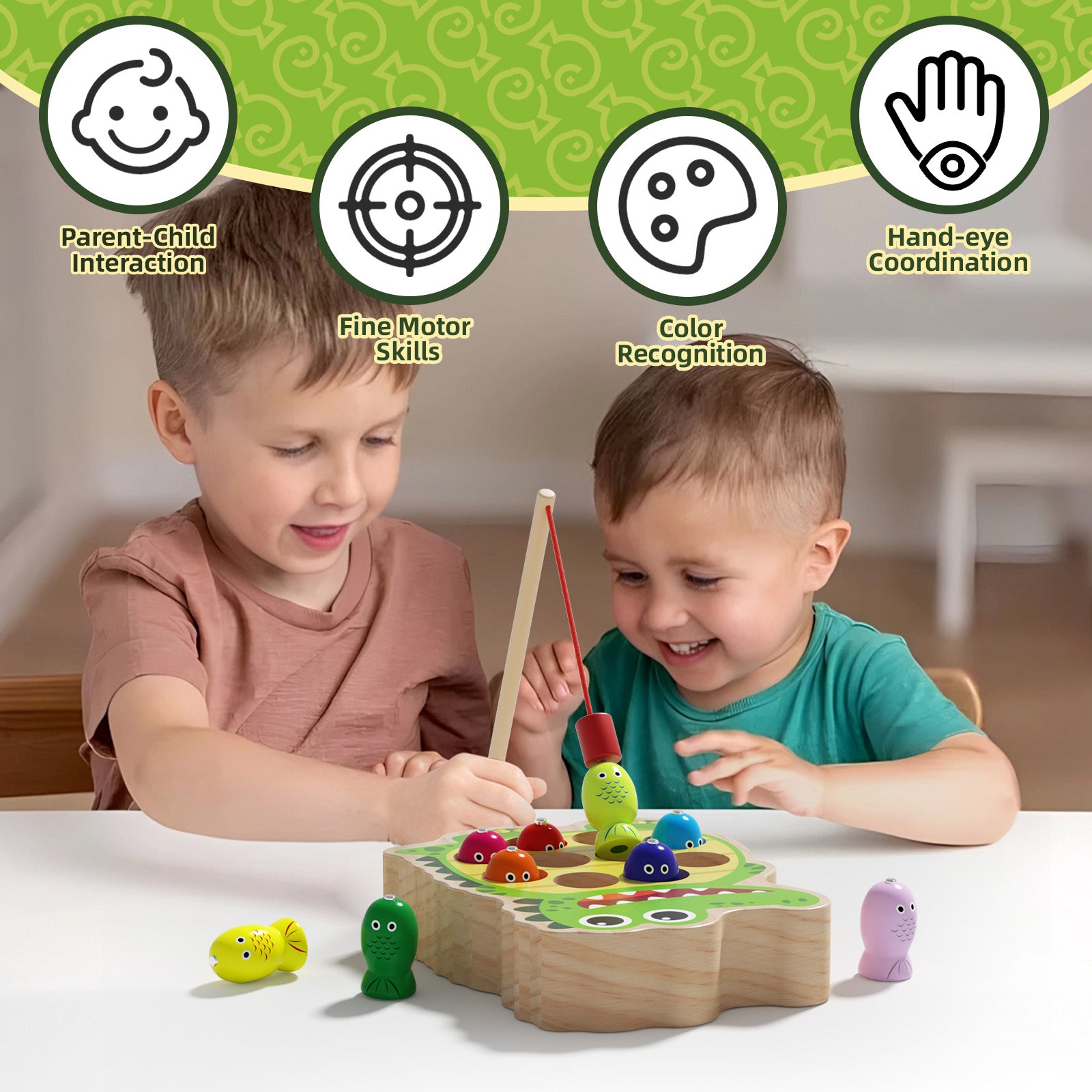 Interactive preschool fishing game for boys girls Crocodile Version
