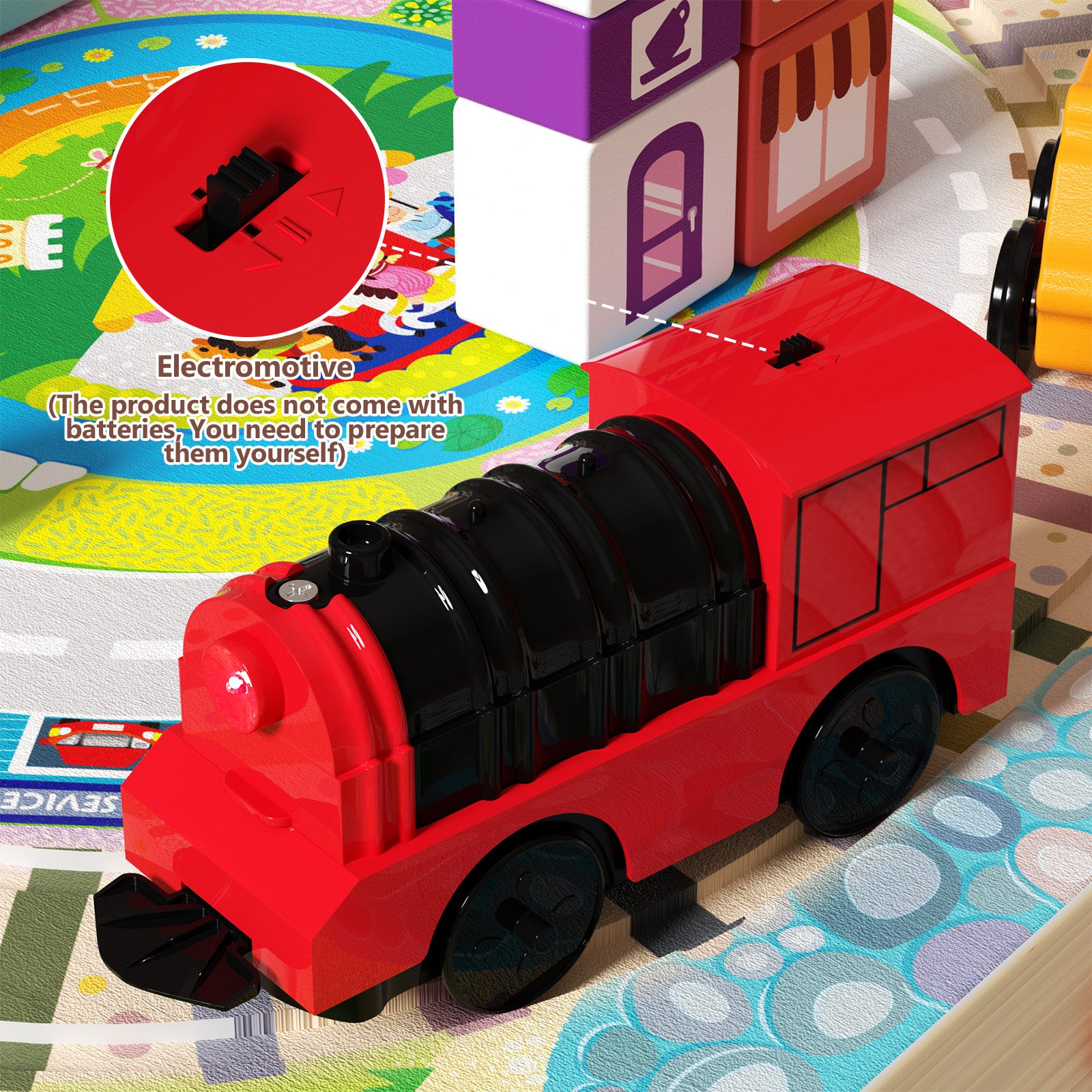 Safe wooden train track playset for hand-eye coordination training