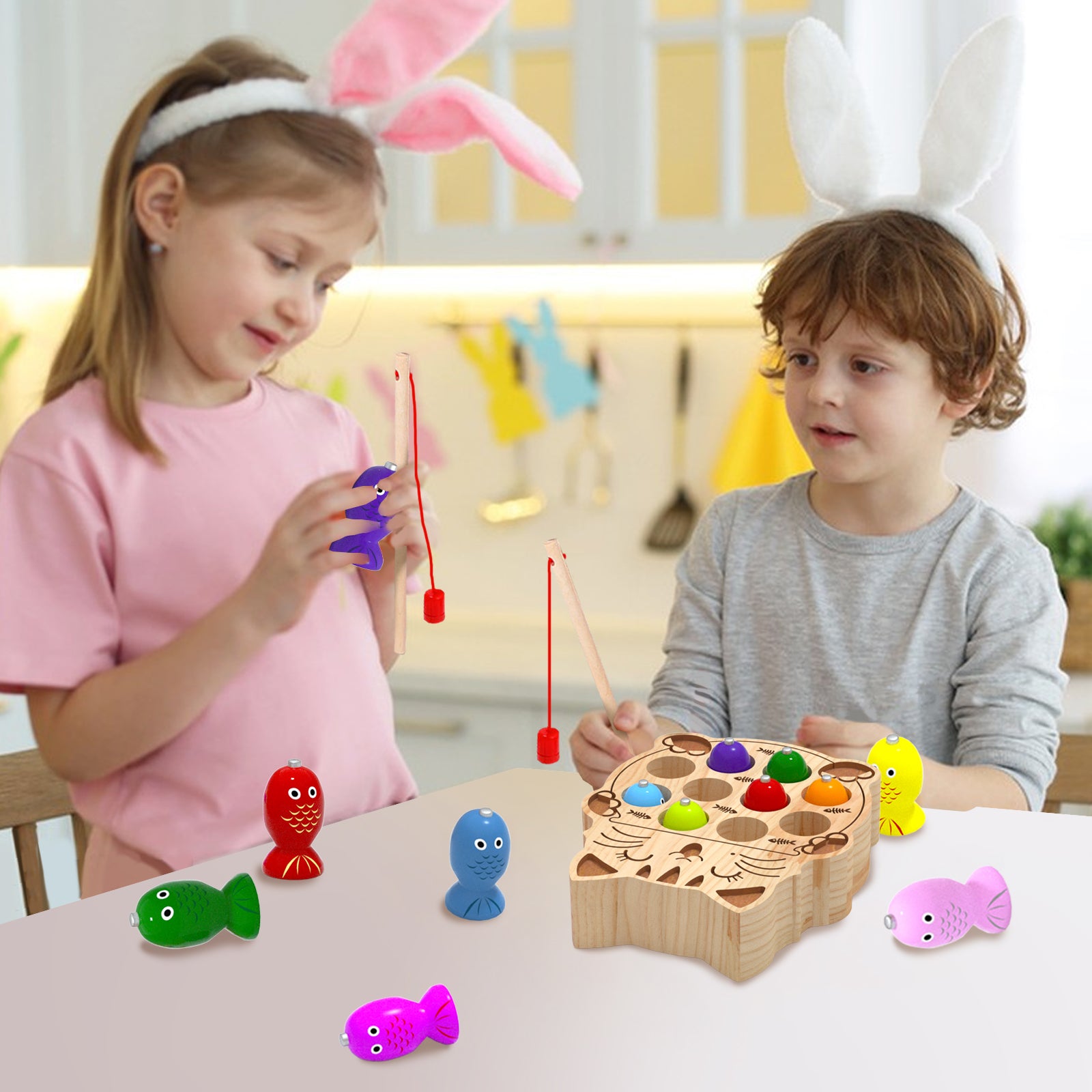 Preschool cute animal magnetic fishing play toy