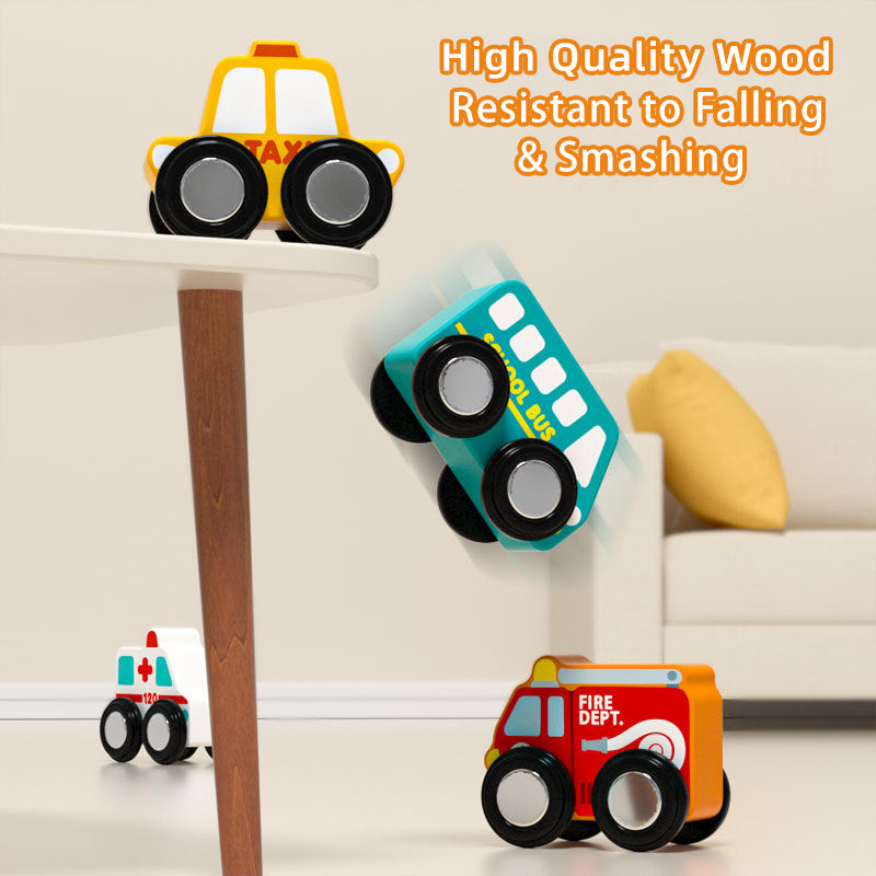 Portable Wooden City Track Building Blocks Playset