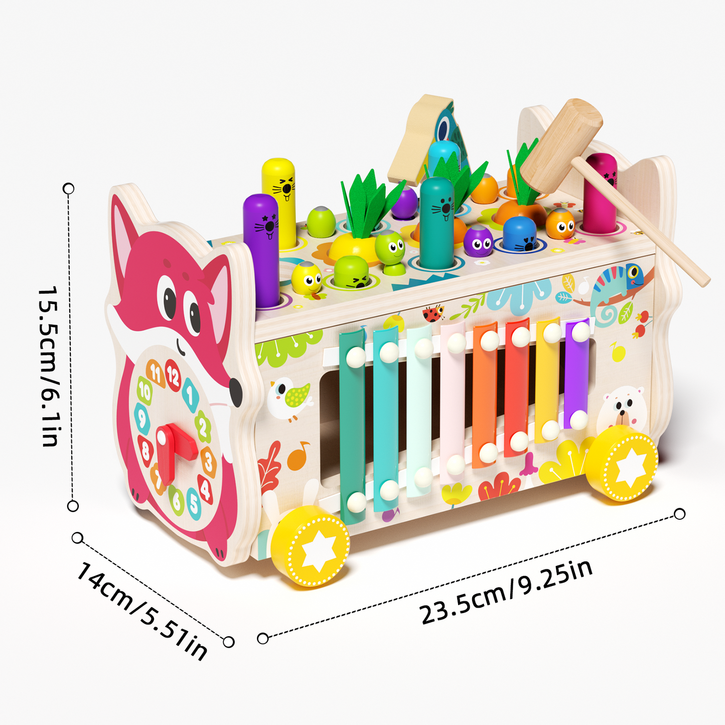 Multifunctional Fox Whack-a-Mole Wooden Toy