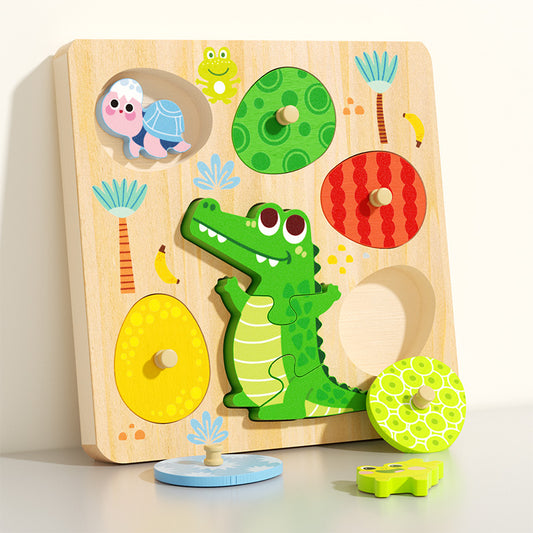 Dinosaur & Egg Matching Wooden Peg Puzzle