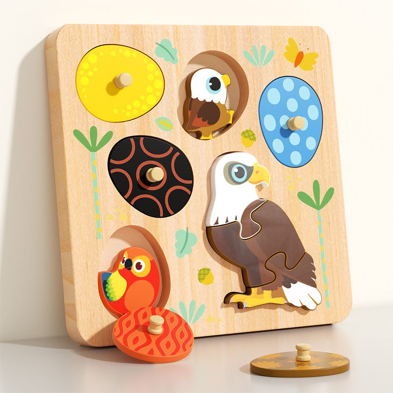 Dinosaur & Egg Matching Wooden Peg Puzzle
